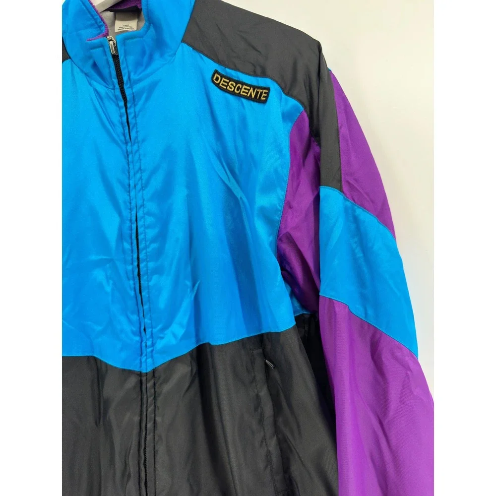 Vintage Descente Colorblock Windbreaker Jacket Mens XL Blue Purple 90s Retro